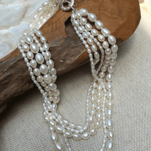 “Sophia” 5 Strand Oval Peral Necklace – 21″
