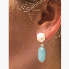 “Aquamarine” and Pearl Earrings