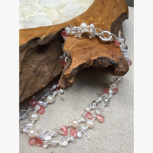 “Summertime” Watermelon Quartz, Pearl and Crystal Necklace