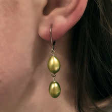 “Olive and Oil” Double Oval Drop Earrings