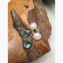 Pearl and Blue Crystal Drops