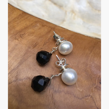Pearl and Black Crystal Drops