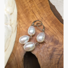 Double White Oval Pearl Drops – French Clip