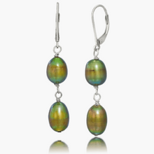 “Olive and Oil” Double Oval Drop Earrings