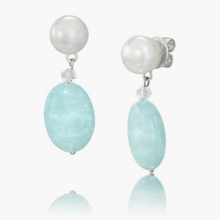 “Aquamarine” and Pearl Earrings