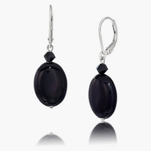 “Midnight Onyx” and Crystal Earrings/French Clip
