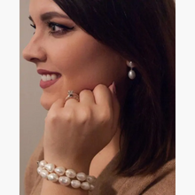 Pearl Studs with Oval Pearl Drop – White