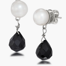 Pearl and Black Crystal Drops