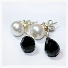 Pearl and Black Crystal Drops